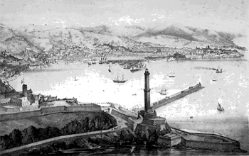 Una veduta del porto di Genova nella seconda metà del 1800