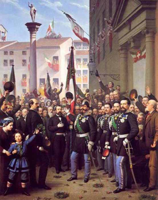 Gli uomini della Guardia fuori dal Palazzo Carignano