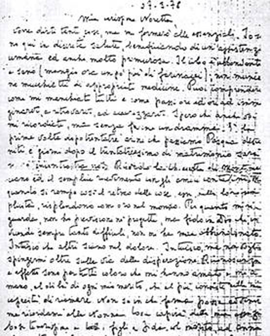 Lettera di Moro alla moglie Eleonora datata 27 marzo (Ansa)